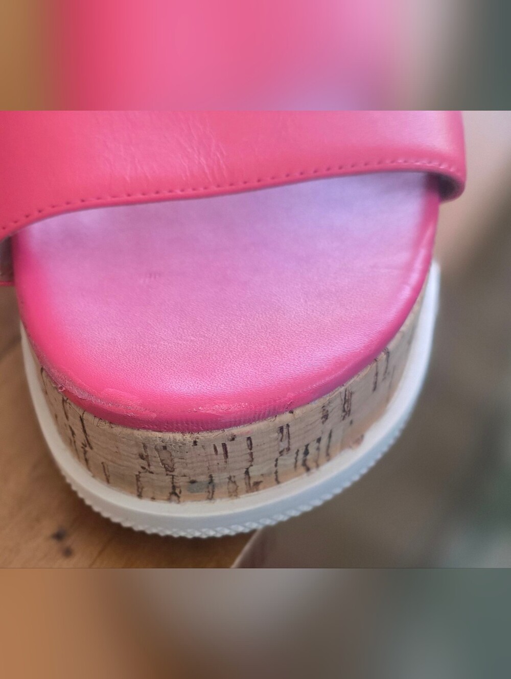 COACH Talulah Fuchsia Pink Cork Platform Sandals - Picture 9 of 10